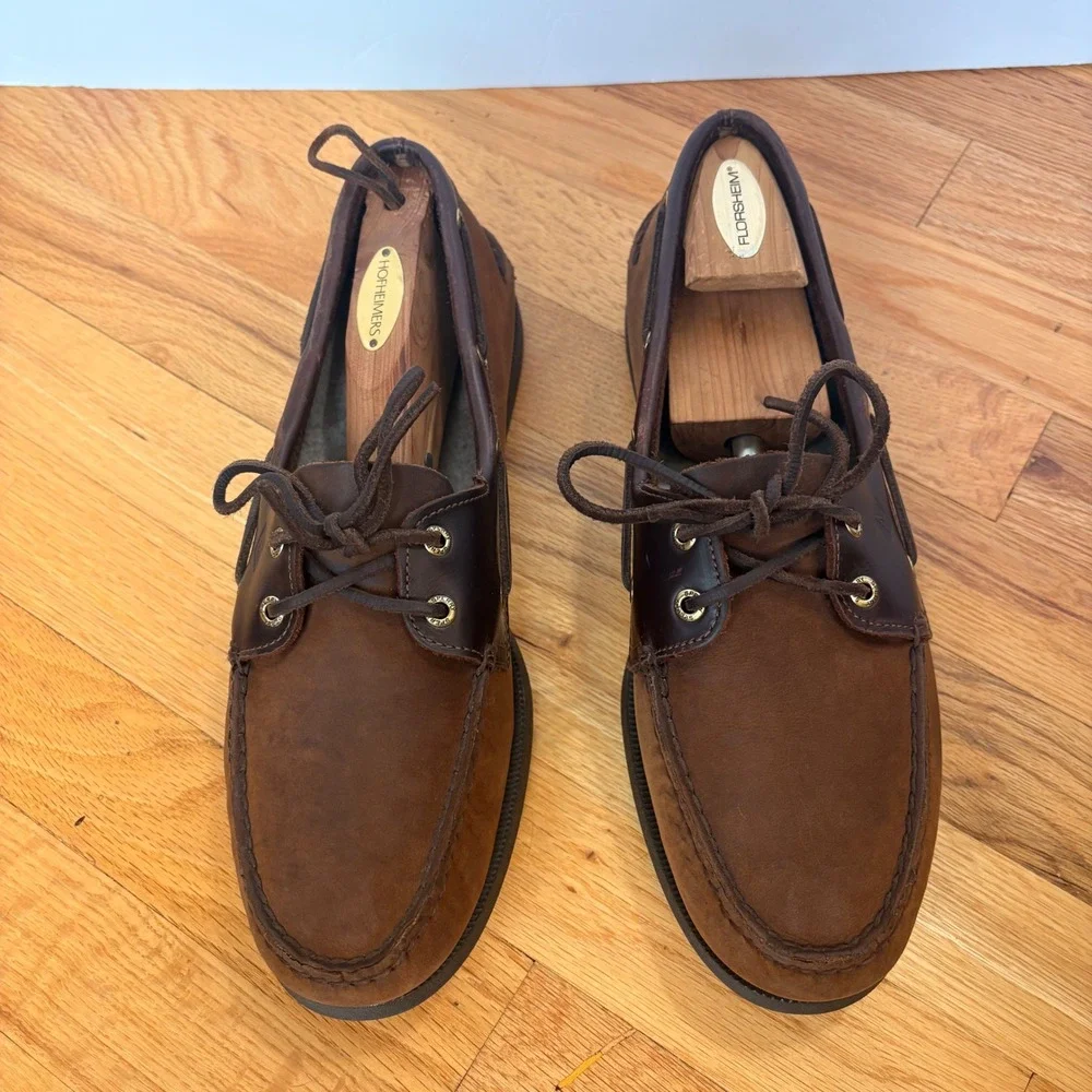 Sperry Top-Sider Authentic Original 2-Eye Brown Leather Boat Shoes Mens 12M